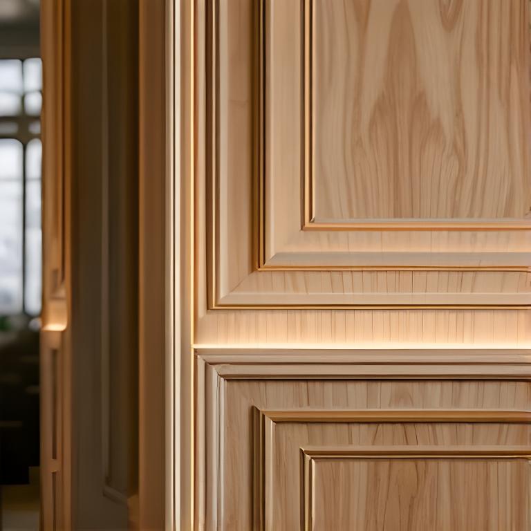 Fein profilierte Holzwand in einem renovierten Altbau mit eleganter Lichtkante