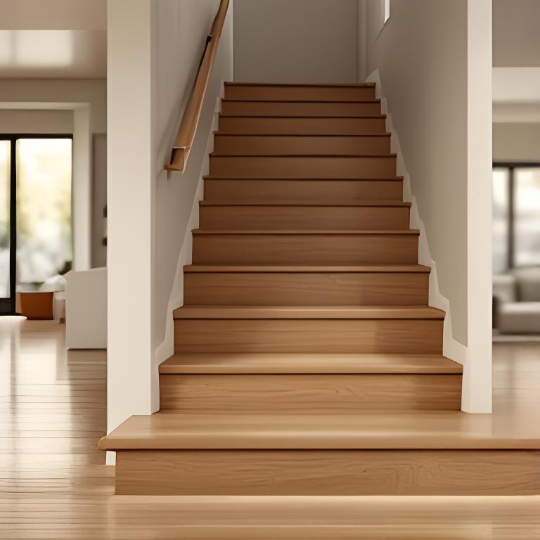 Holztreppe mit Eichenabschluss und ruhiger Architektur im modernen Treppenhaus